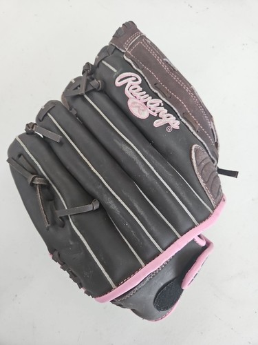 Rawlings WFP120 12 Inch Fastpitch Softball Glove RHT, Brown Pink Accents Righty - Picture 4 of 7