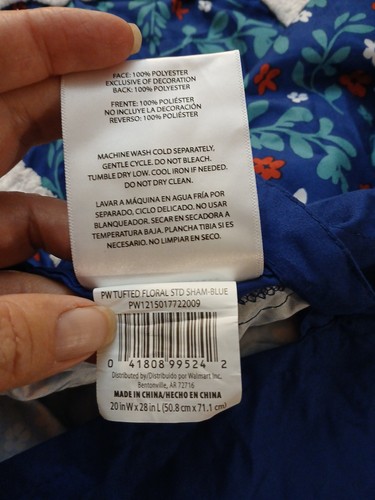 The Pioneer Woman Pillow Shams Only Tufted Floral Blue Set Of 2 - Picture 4 of 7