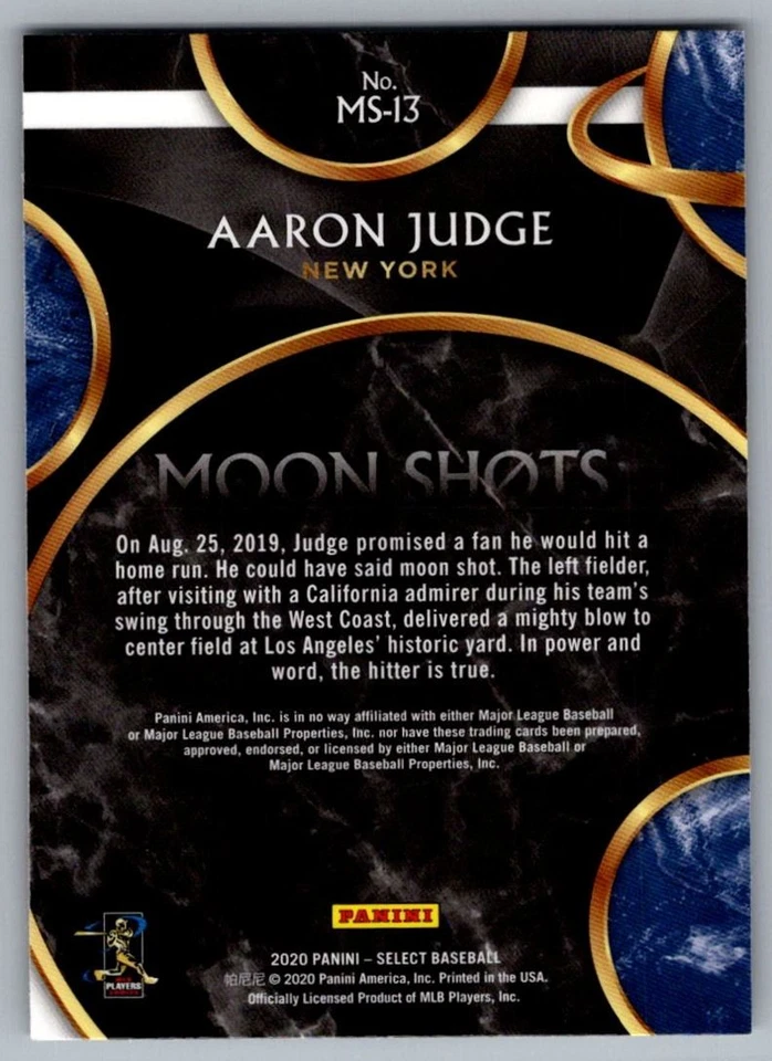 2020 Panini Select Moon Shots Aaron Judge New York Yankees #MS-13 - Image 2 of 2