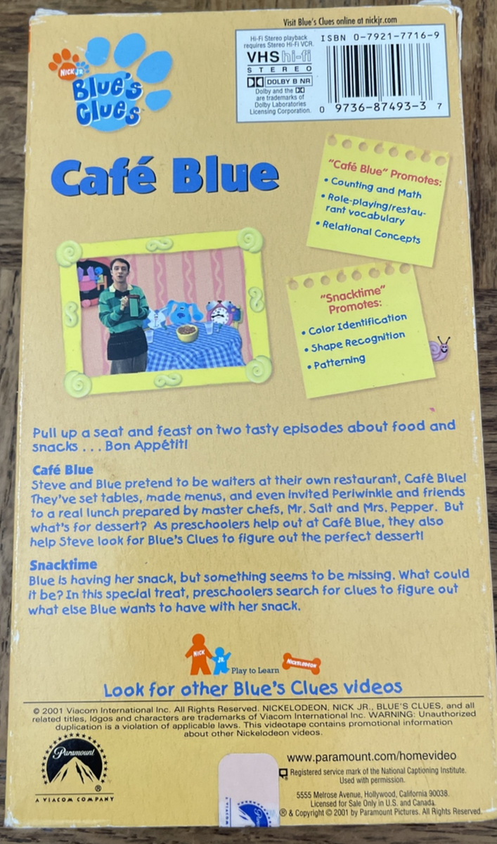 Blues Clues Cafe Blue VHS-Rare-SHIPS N 24 HOURS 97368749337| eBay