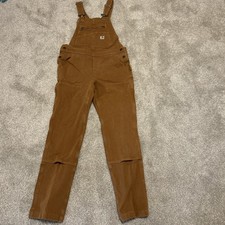 Carhartt Rugged Flex Double Knee Canvas Overalls Womens S 4/6 Brown OR4556 EUC