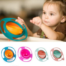 Spill Proof Gyro Bowl 360 Rotating Baby Toddler Snack Cup Anti Spill Feeding Bow