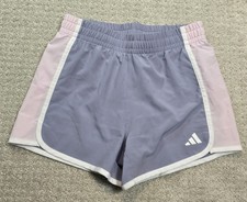 Adidas Girl's M AEROREADY Pacer Shorts 10-12 Purple Pink Logo Active Regular Fit