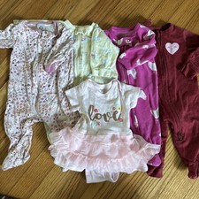 Baby Girl's Sleepers/ Clothes 0/3 Months Lot Of 5 Carter's, Child of Mine Gerber