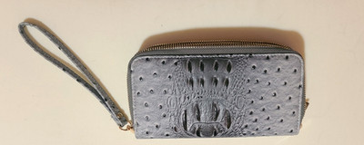 Women's Clutch Wallet Leather Zipup 2 Compartment with Strap Brand New Unused