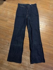 Vintage 70s Hippie Flare Jeans See Pics Bell Bottom Blue Denim Disco Hemmed Rare