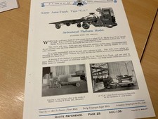 1930’S R A LISTER AUTO-TRUCK TYPE C.A. ARTICULATED PLATFORM SPECIFICATION SHEET