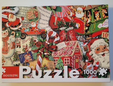 Used JIGSAW PUZZLE 1000 PC - Christmas Collage of Santa's