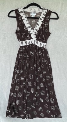 Motherhood Maternity Dress Womens S Brown White Polka Dot Feminine Stretch Light