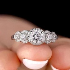 2Ct Round Cut Lab-Created Diamond Engagement Wedding Ring 14K White Gold Plated