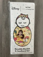 NIB Little Sleepies Princess Belle Swaddle  Luxe Bow Headband Set