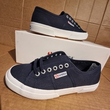 Superga Women's UK9 Cotu Classic Trainers in Navy/White Work/Holiday/Gym Shoes