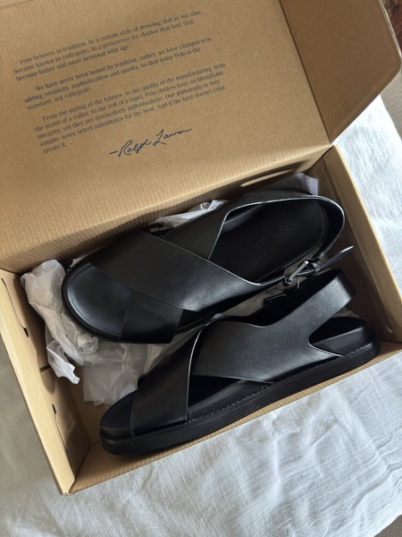 Men’s Black Polo Ralph Lauren Zane Leather Sandal UK 8