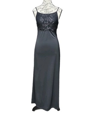 Vtg Byer Too Maxi Dress Juniors S Strappy Sparkle Embroidered 90s Y2K Hoco Prom