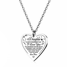 HOFOYA Inspirational Heart-Shape Pendant To my daughter-You are Braver Love Mom