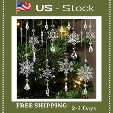 Christmas Tree Ornaments, 16pcs Crystal Snowflake Ornaments Christmas...