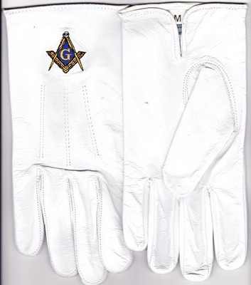 Masonic Freemasons Leather Embroidered Gloves (CLOSE OUT)