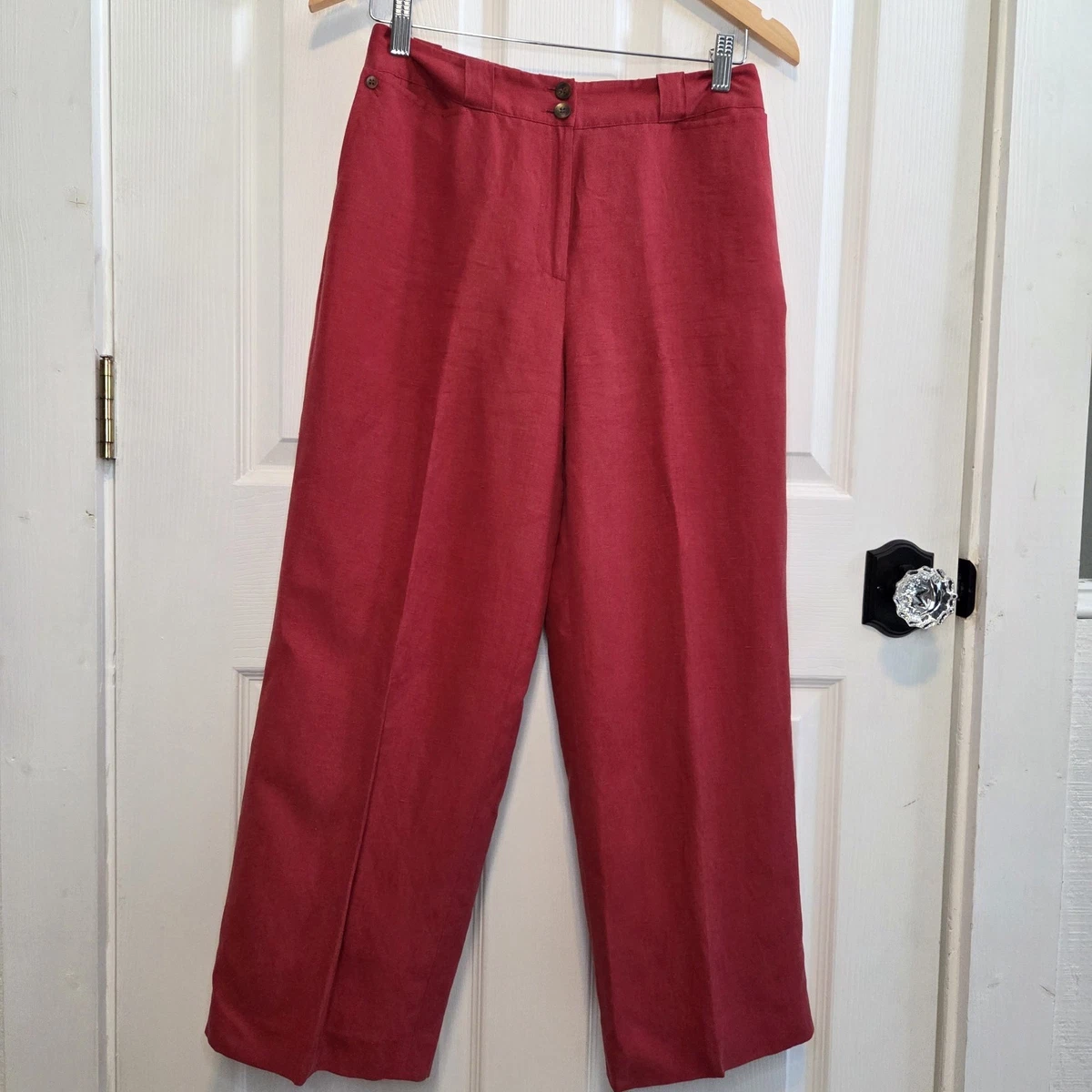 Wide-Leg Silk Red Pants for Women for sale | eBay