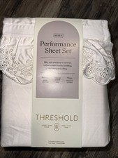 Threshold Performance Sheet Set Queen Silky Soft Cotton Sateen 400 Thread Count