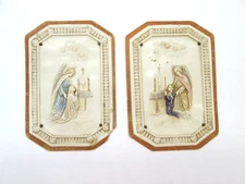 Pair, Antique, Catholic, Embossed Cardboard & Plastic Wall Hangings