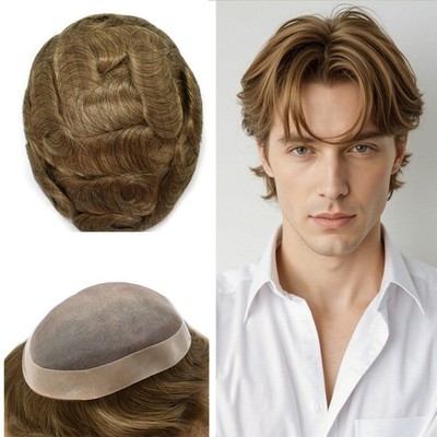 Mono Center Toupee for Men Hair Piece Monofilament NPU Human Hair Mens Toupee