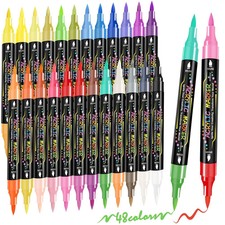 72 Colors Acrylic Paint Markers, Dual Tip Acrylic Paint Pens with Brush Tip  Fi