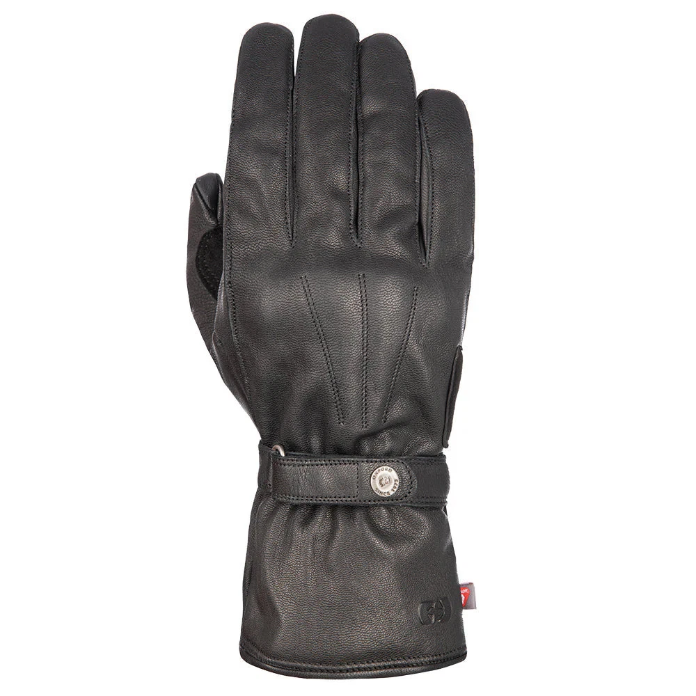 Oxford Holton Motorcycle Motorbike Waterproof Leather Gloves Black