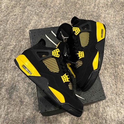 Jordan Air Jordan 4 Men s Black/Yellow Mid Top Lace-Up Basketball Sneakers