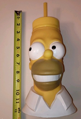 #ad Homer Simpson Water Bottle Sipper Cup 32oz Straw Souvenir Universal Studios 2010 $14.97