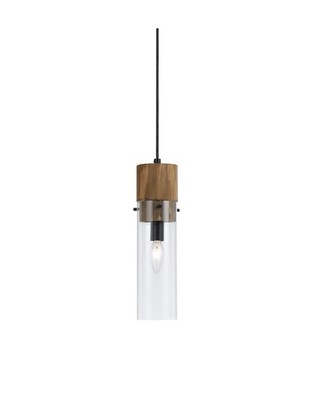 Cal Lighting Spheroid 1 Light Glass Pendant, Dark Bronze Wood - FX-3583-1P-BD
