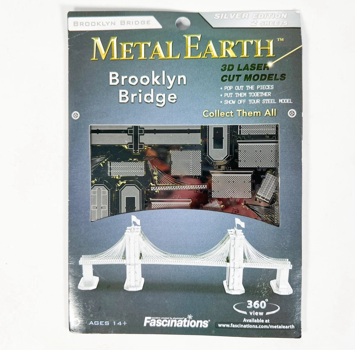 Kit Modélisme 3D Metal Earth - Pont Brooklyn Premium (26,4cm), Niveau Difficile, Sans Soudure