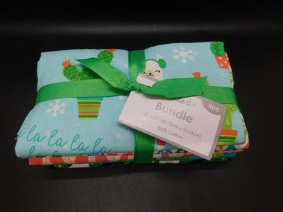 Create it Fabric Bundle fat quarters 5 pc 18''x21'' Christmas LLamas