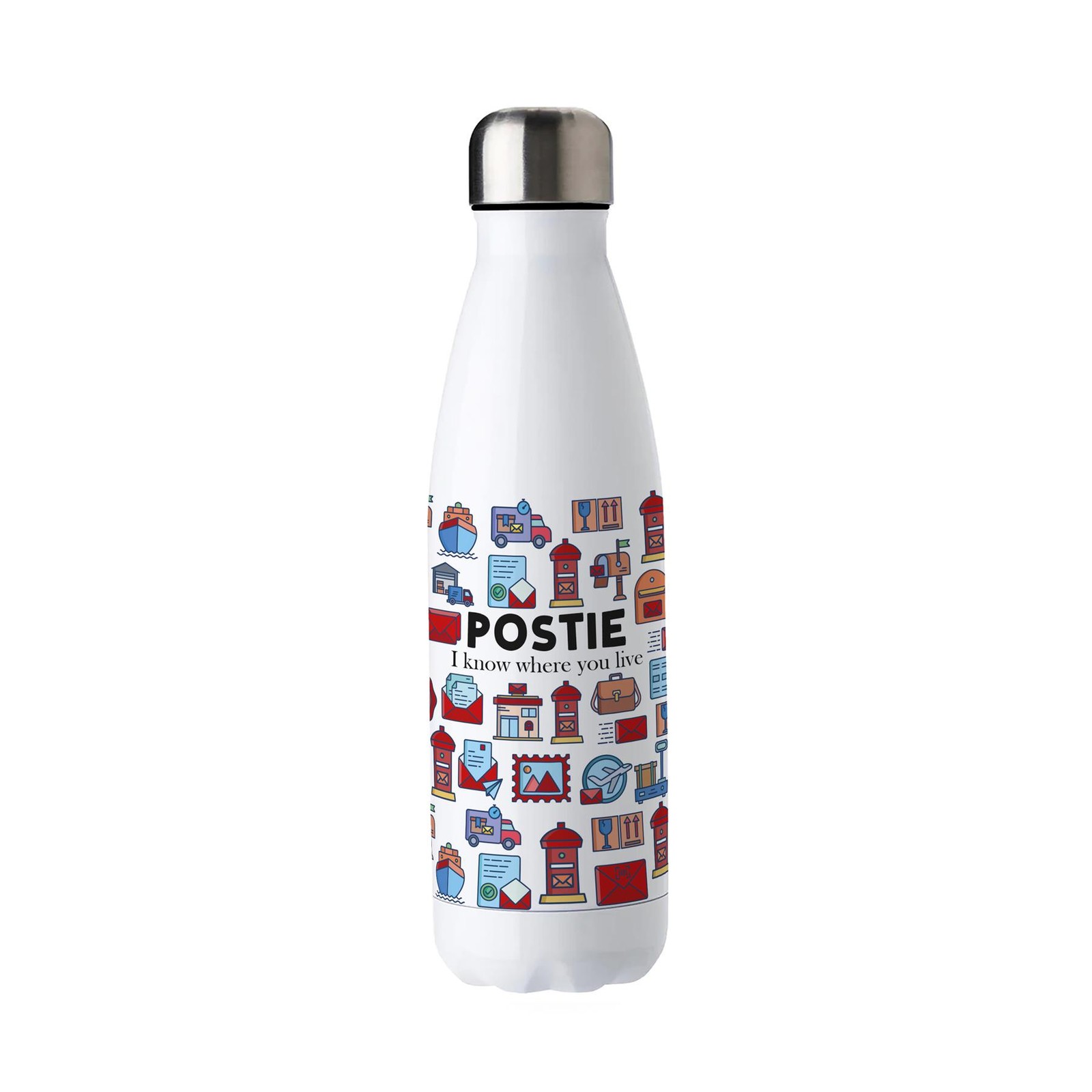 Novelty Postie Water Bottle - Reusable Stainless Steel On the Go Gift