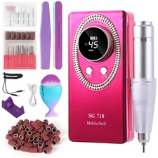 Nail Drill Machine Electric 45000RPM Rechargeable Portable Nail Drill Kit DIY...