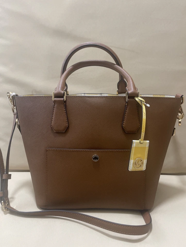 NUEVO CON ETIQUETAS MICHAEL KORS Greenwich Bolso Grande de Cuero - Equipaje Marrón Foto 2 de 4