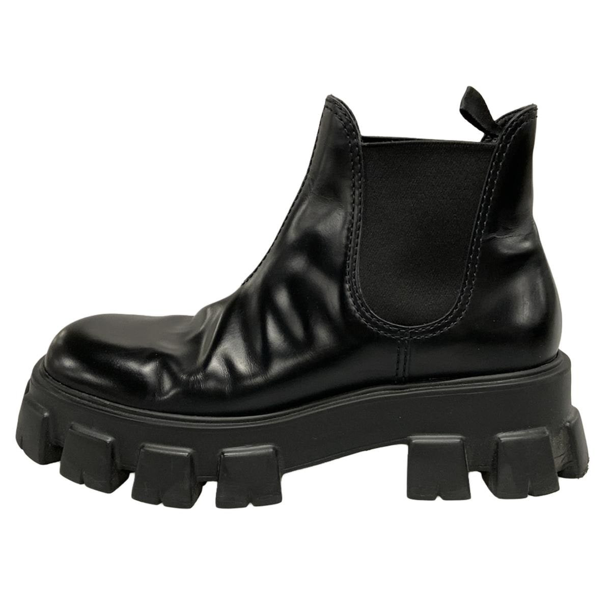 Auth PRADA - 2TE174 Black Brushed Leather Men