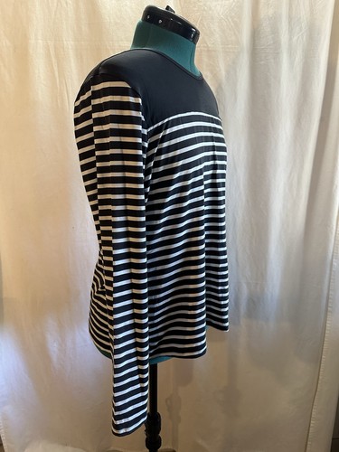 Top donna Lands’ End a righe manica lunga bianco e nero – Taglia Large - Foto 5 di 6