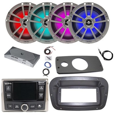 Infinity Radio, ANT, Amp w/Kit, 4x 6.5'' 225W LED Speakers,Adapter, Spa Bezel