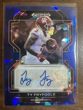 2022 Prizm Draft Autographs Blue Ice #235 Ty Fryfogle Rookie 12/75 NM RC Card. rookie card picture