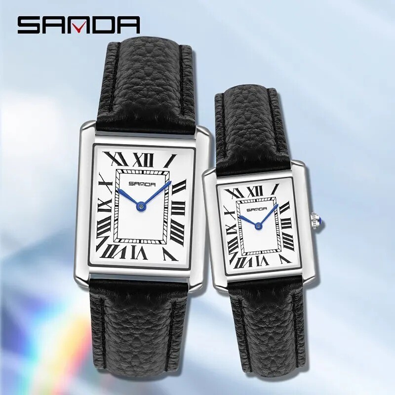Montre de couple à quartz étanche 3 ATM avec verre minéral anti-rayures