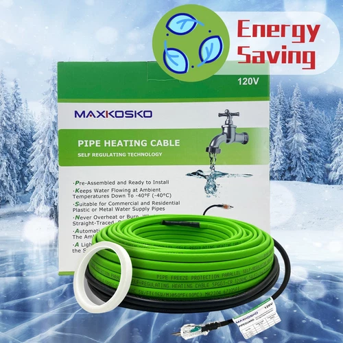 MAXKOSKO 5FT Energy-efficient, Self-Regulating Pipe Heat Tape for Water Pipes
