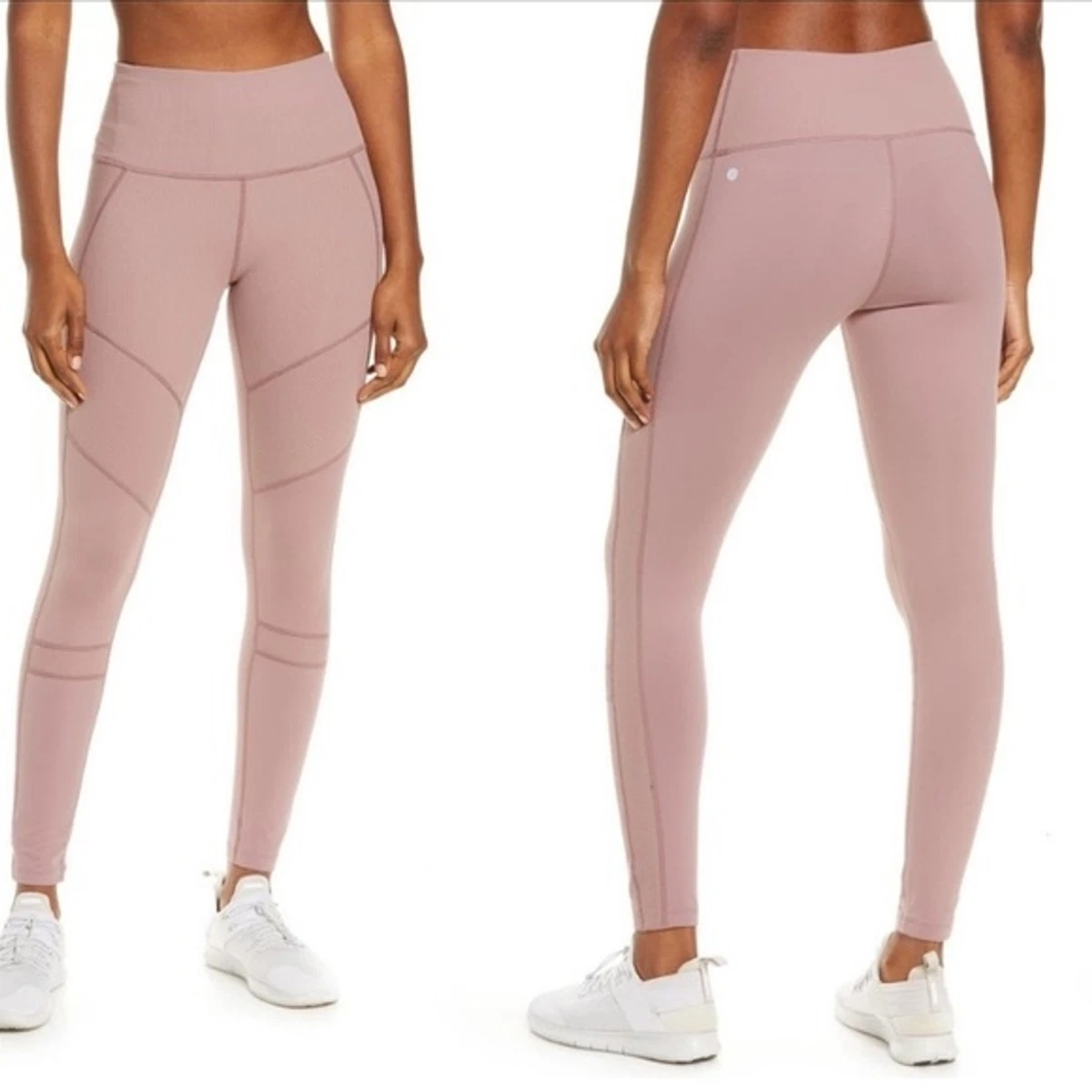 NWT Zella Womens Moto Ribbed High Waist Ankle Leggings Pink XS