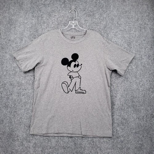 Disney x Uniqlo T-Shirt Herren L Large grau Yu Nagaba UT Mickey Mouse Kurzarm
