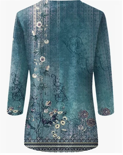 Top donna estivo etnico floreale slim carino top girocollo slim fit t-shirt UK - Foto 10 di 16