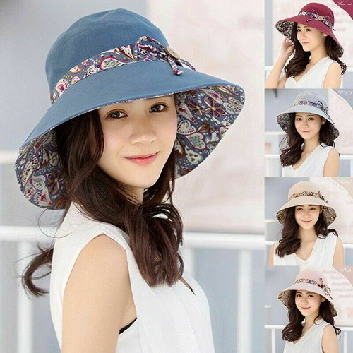 Ladies Large Wide Brim Sun Visor Hat 