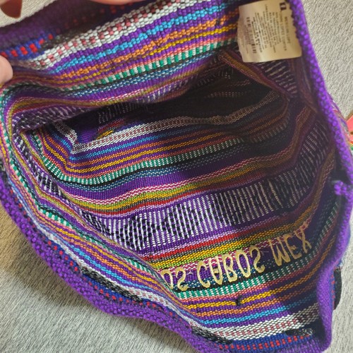 Pinzon Purple Mexican Backpack, Blanket Weave - Boho Travel Bag Los Cabos Mex - Imagen 8 de 10