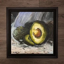 Still Life Fruit Original Oil Painting Realism Avocado Bold Strokes Impasto Art