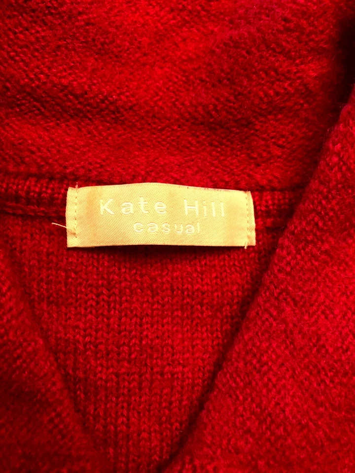 Cárdigan Suéter Kate Hill Rojo Lana Regalos Navidad Arcos Bordados Abotonados M Foto 3 de 4