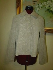 New Requirements Sz M Beige Floral Pattern Stretch Button Corduroy Short Jacket