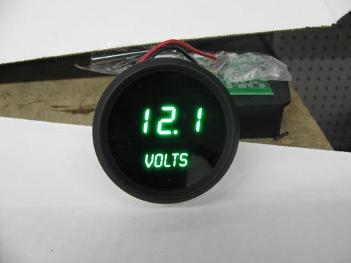 2 1/16" Digital Volt Meter Gauge Green LEDs Black Bezel Made In The USA 52mm - Picture 2 of 7